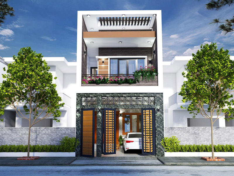 Thiết kế mái nhà phố 2 tầng