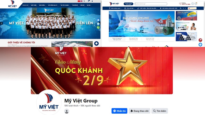 Các nền tảng xã hội và website của Mỹ Việt