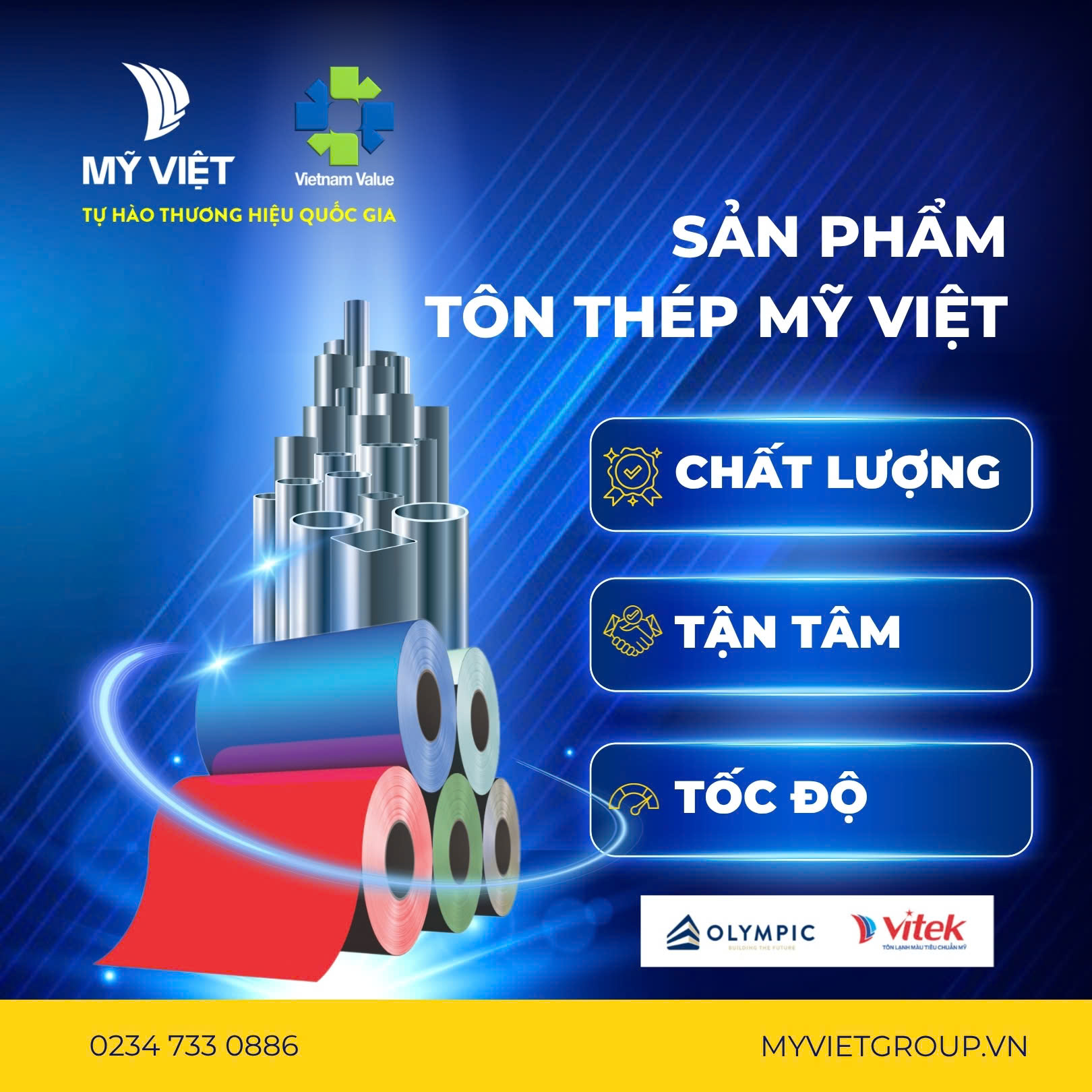 Mỹ Việt Group là một trong những đơn vị sản xuất tôn Olympic được nhiều khách hàng tin tưởng lựa chọn