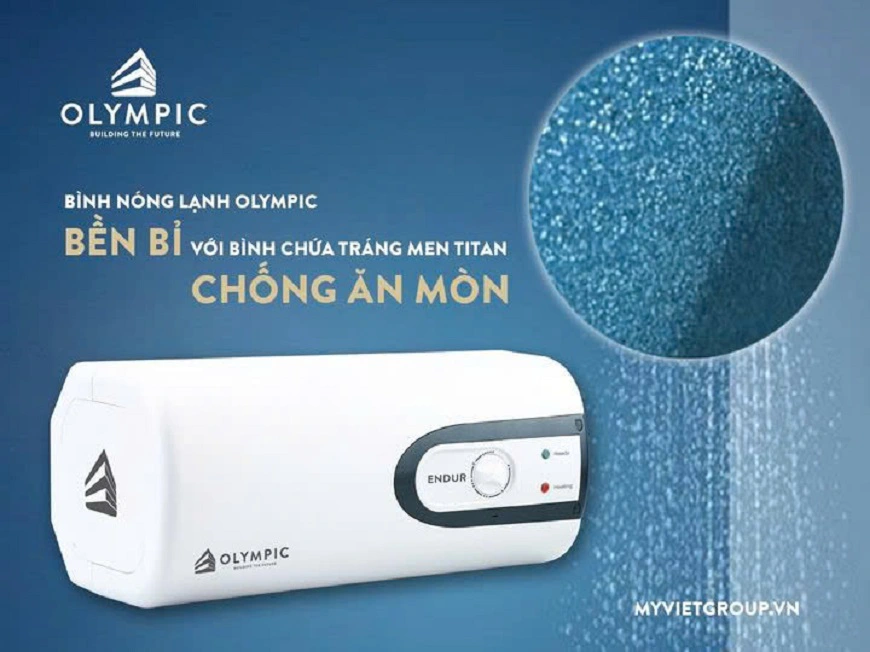 Bình nóng lạnh Olympic Endur 15 lít ngang có thiết kế sang trọng