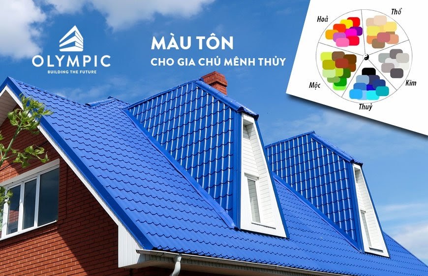 Tôn lợp mái màu xanh dương cho gia chủ