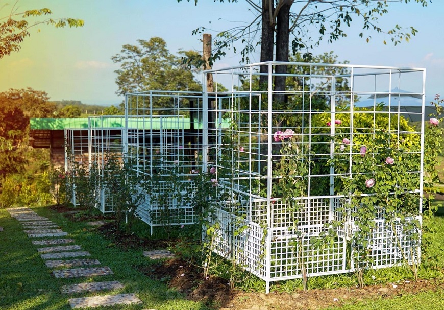 Sử dụng kết hợp với các loại ống thép kích thước nhỏ khác để tạo thành kệ trồng hoa vô cùng đẹp mắt