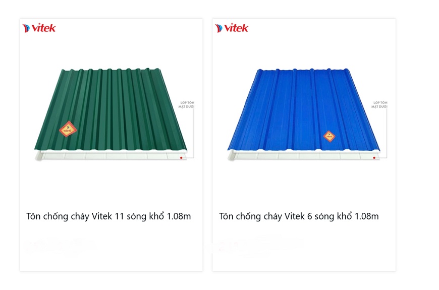Tôn chống cháy Vitek được phủ lớp sơn chống cháy đặc biệt và lớp tôn lót chống cháy