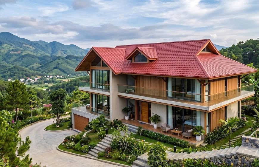 Lợp mái cho các công trình nhà ở dân dụng là ứng dụng nổi bật nhất của tôn Olympic Plus trong thực tế