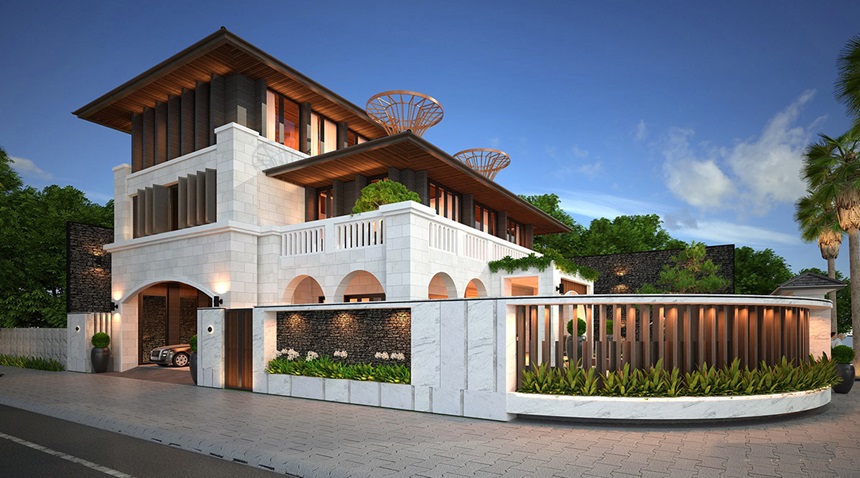 Bố cục ngoại thất được xem như bản giao hưởng hài hòa cho ngôi nhà