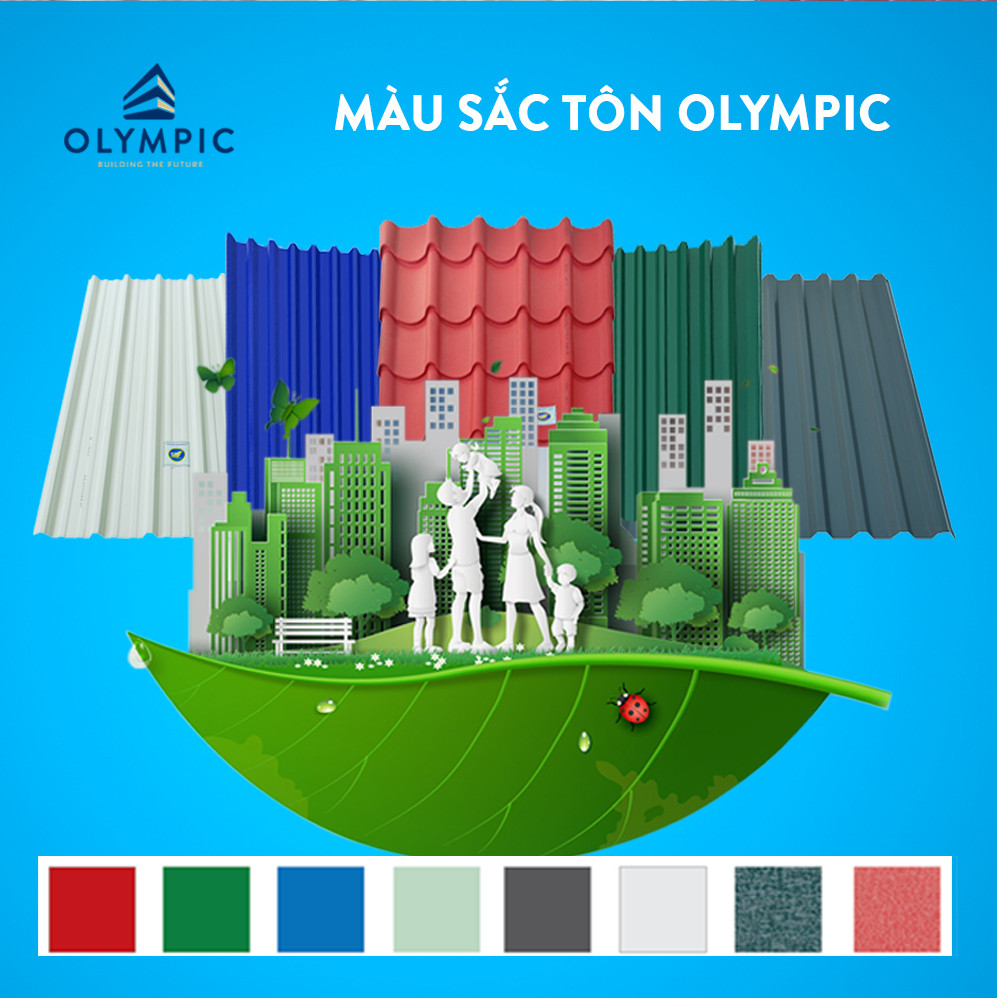 Tôn lợp mái Olympic đa dạng về mẫu mã, màu sắc, mang lại sự đa dạng và lựa chọn rộng rãi cho người tiêu dùng.