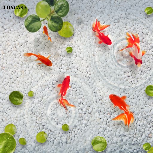 Gạch 3d cho nền nhà tắm với phong cách cá koi của Nhật Bản