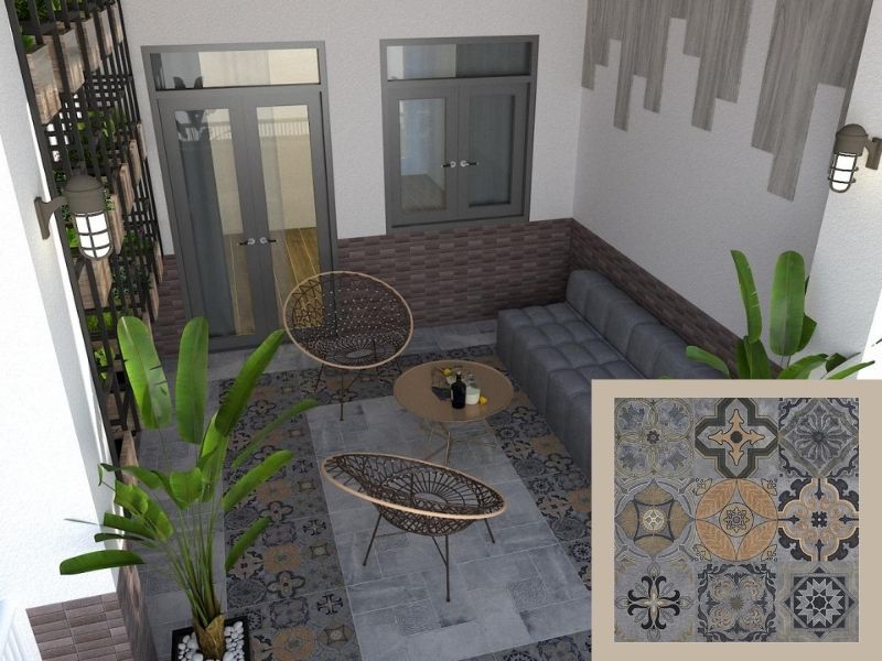 gạch bông lát nền phòng khách 60x60