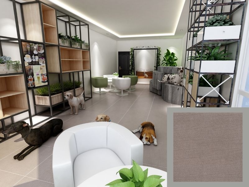 gạch lát nền phòng khách nhà ống mờ mịn