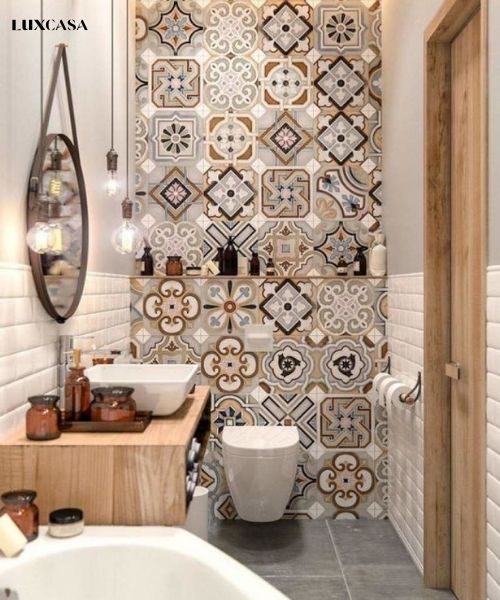 Cách trang trí tường nhà vệ sinh từ mẫu gạch bông nhiều họa tiết khác nhau