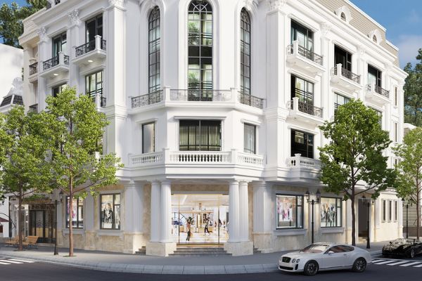 Gạch ốp mặt tiền với chân tường khu trung tâm thương mại mã gạch LUBRECCIA BEIGE