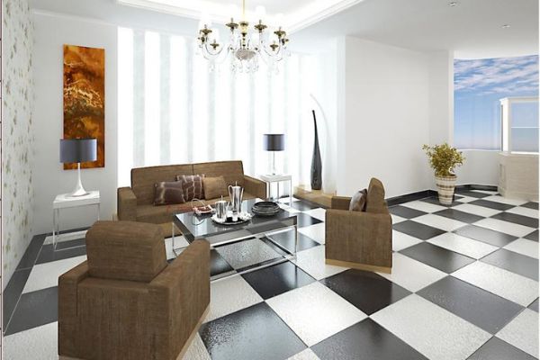 Gạch giả đá 60x60 lát nền phòng khách