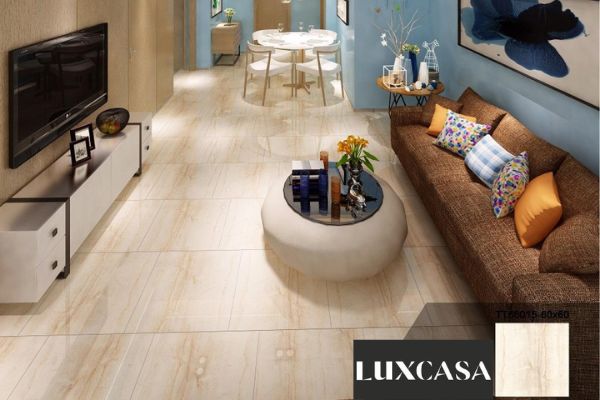 Mẫu gạch lát nền phòng khách LU66015 kích thước 60x60 bề mặt bóng