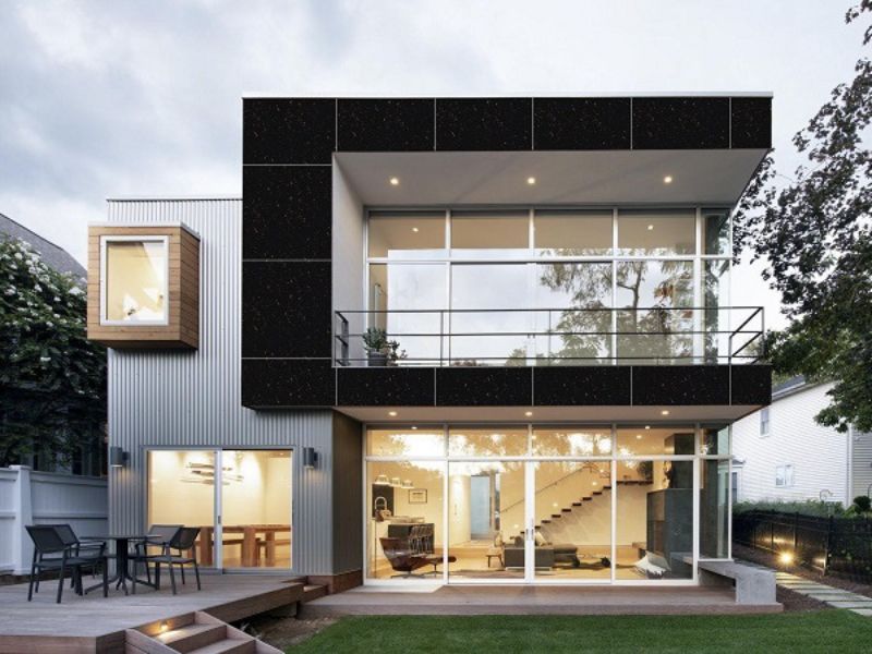 Gạch ốp mặt tiền giả đá màu đen cao cấp cho những ngôi nhà không gian mở