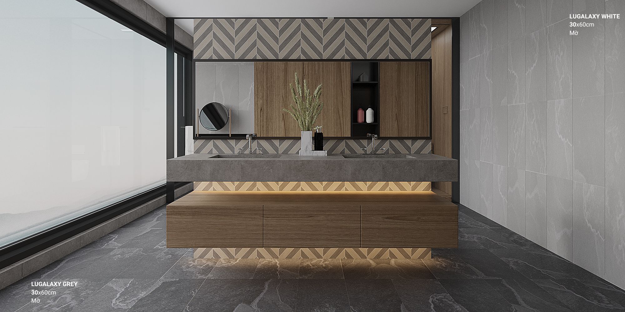 Gạch giả đá mờ 300x600 LUGALAXY WHITE