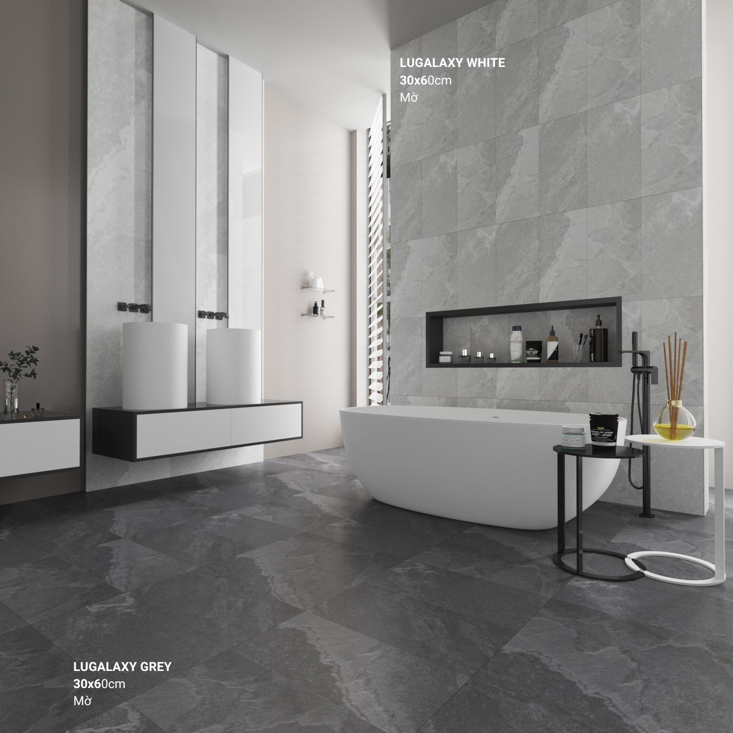 Gạch giả đá mờ 300x600 LUGALAXY GREY