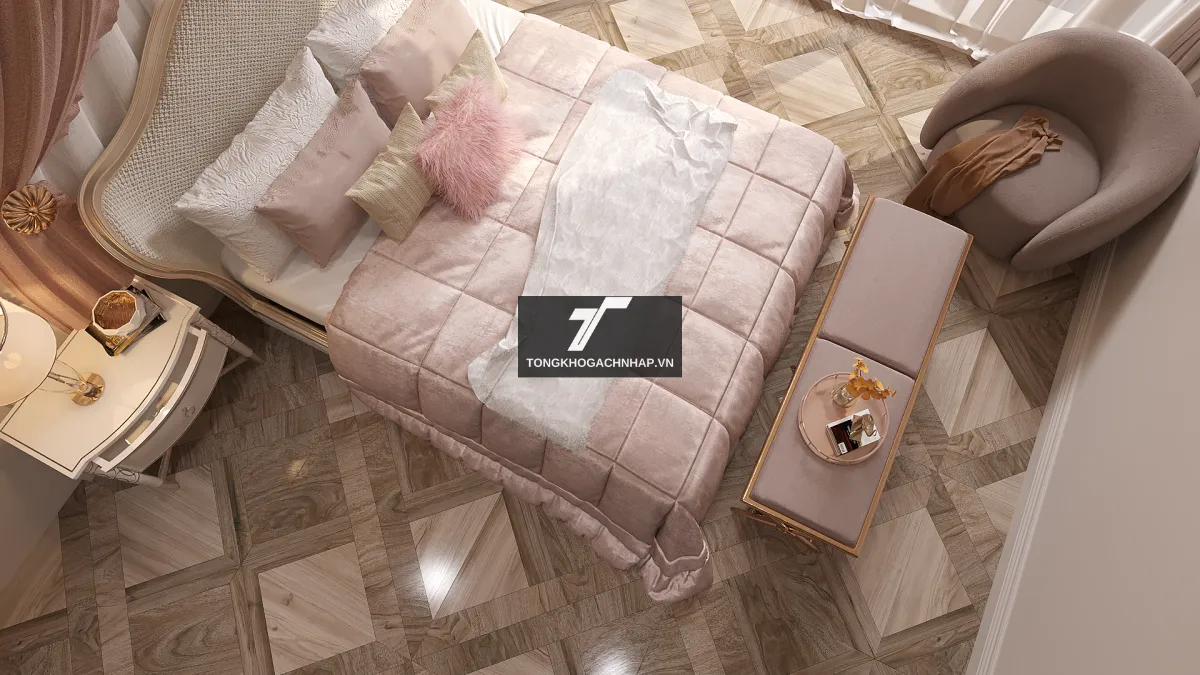 Mẫu gạch giả gỗ lát phòng ngủ - tongkhogachnhap.vn