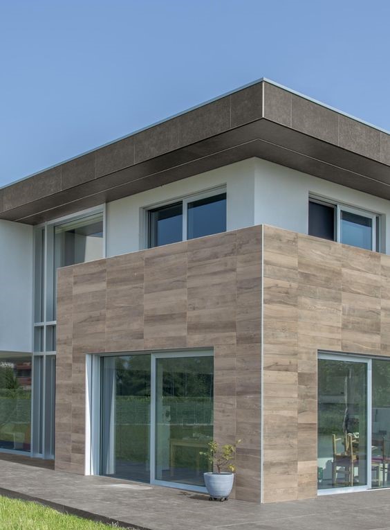 Mẫu gạch giả gỗ ốp mặt tiền