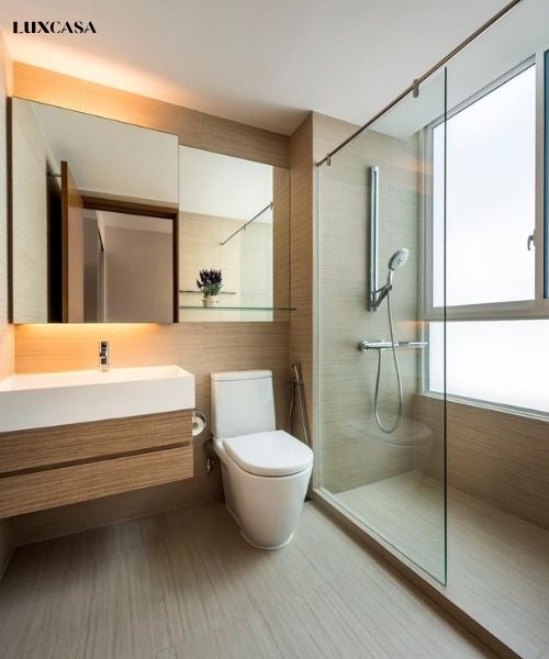 Các thiết kế khác cho nhà vệ sinh từ gạch giả vân gỗ thiên nhiên