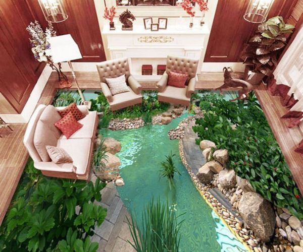 Mẫu gạch 3d trang trí cho nền phòng khách hình suốt xanh xóa tan đi những mệt mỏi, chán nản sau ngày dài làm việc