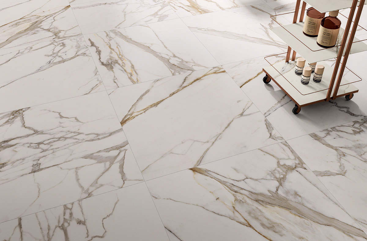 Mẫu gạch vân đá Calacatta một nét đẹp tự nhiên với màu trắng cổ điển và nét đẹp của nước Ý