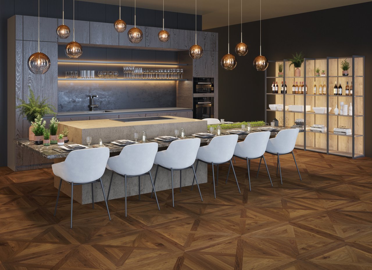 Mẫu gạch 80x80 giả gỗ mang tông màu nâu đất, tạo nên nét đẹp sang trọng và sự ấm áp của gỗ tự nhiên