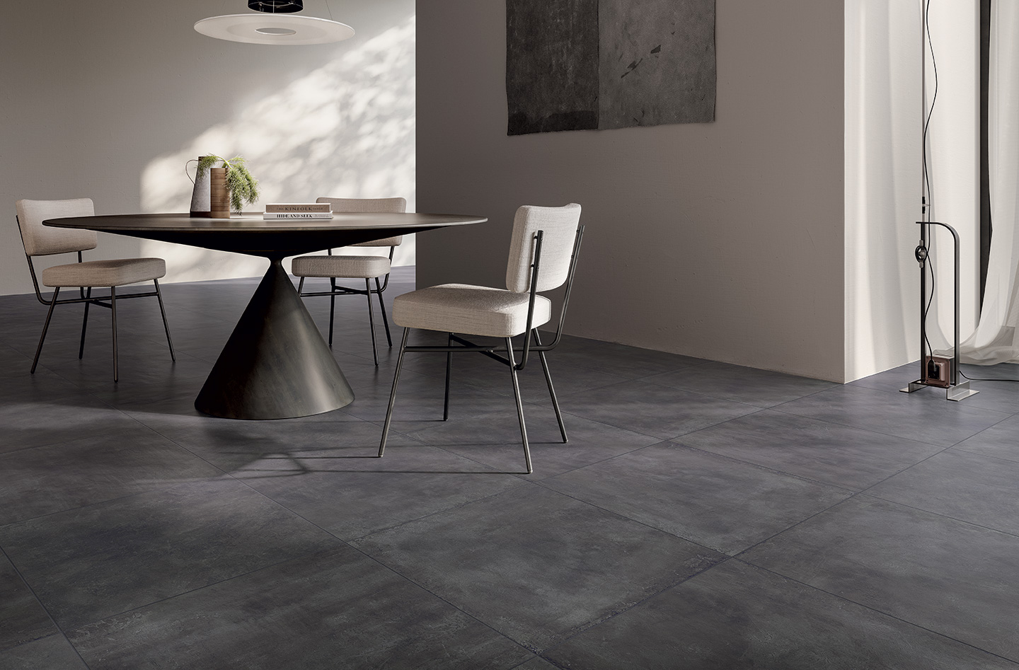 Mẫu gạch lát nền đẹp 80x80 chống trơn trượt cho nhà bếp, gạch hiệu ứng bê tông phù hợp với phong cách công nghiệp