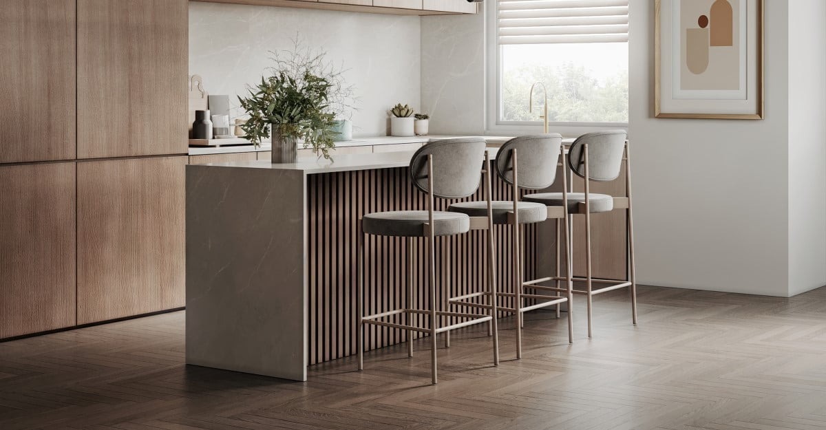 Mẫu gạch lát nền nhà bếp vân gỗ