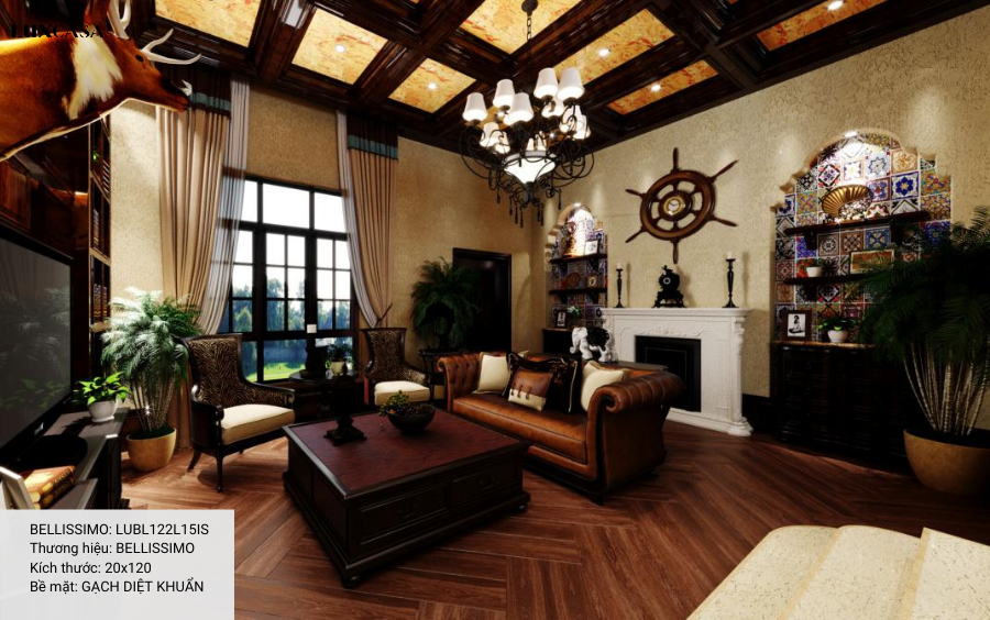 Gạch lát nền giả gỗ kiểu quý tộc