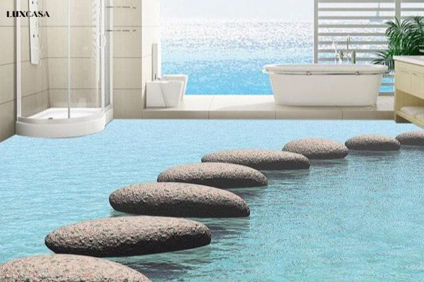 Gạch lát nền nhà tắm mang phong cách tươi mát