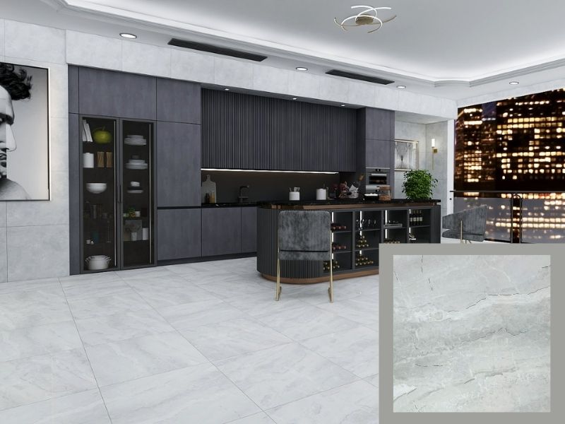 gạch giả đá lát nền phòng khách 60x60