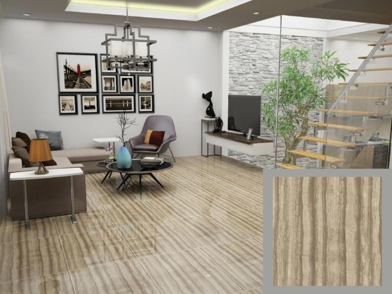 gạch giả đá lát nền phòng khách 60x60