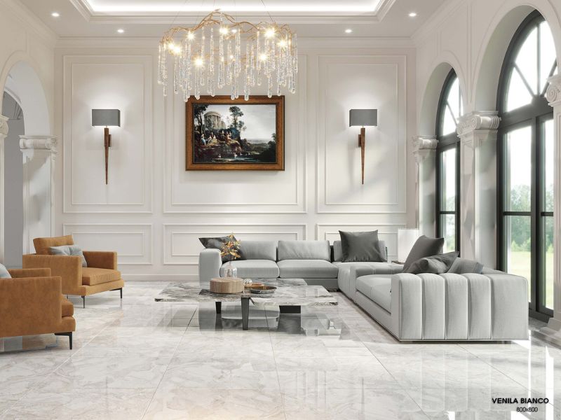 Gạch bề mặt bóng lát nền phòng khách