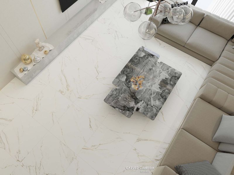 Gạch lát nền phòng khách bề mặt mờ