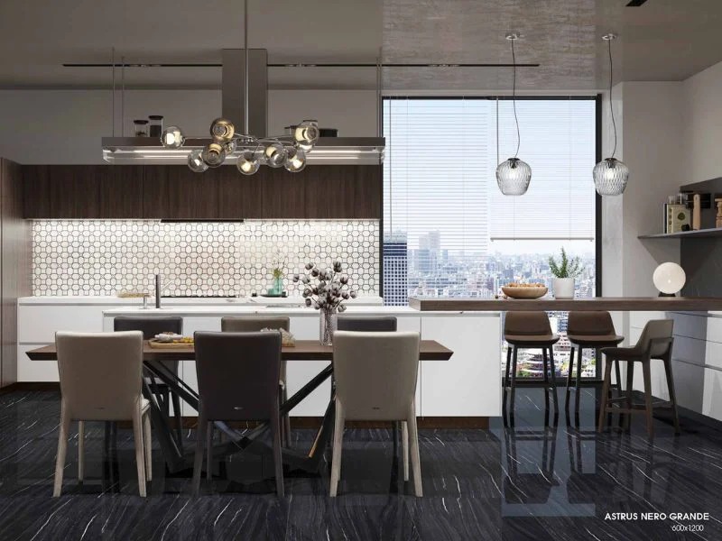 Gạch nền màu đen phù hợp với người mệnh thủy