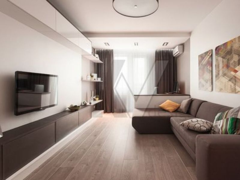 gạch lát nền phòng khách nhà ống vân gỗ