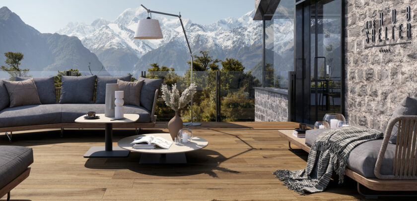 Mẫu gạch vân gỗ lát sân thượng chống nóng, chống thấm tốt