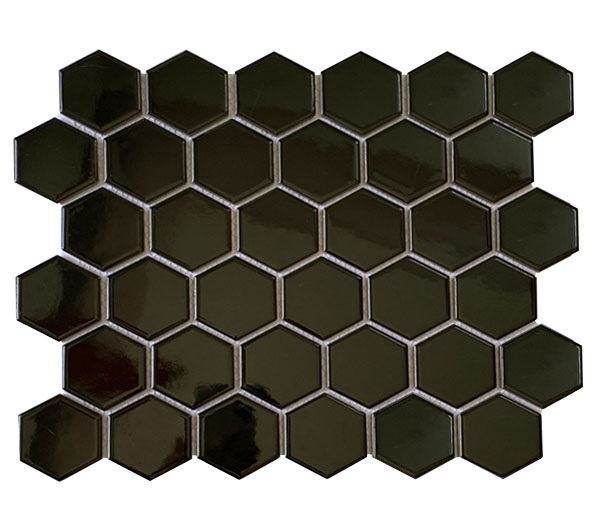 Mẫu gạch lục giác mosaic màu đen 48x56x6mm