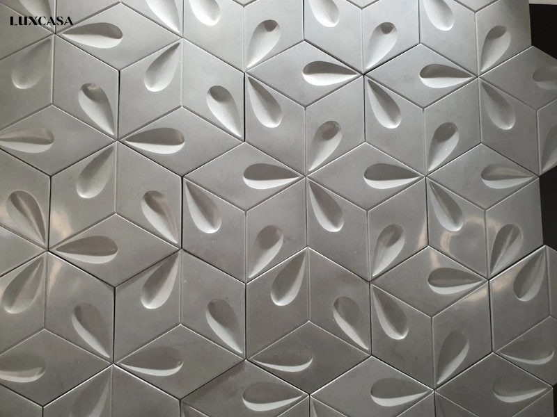 Gạch lục giác ốp bếp trang trí kiểu bê tông xi măng 3d nhập khẩu Trung Quốc