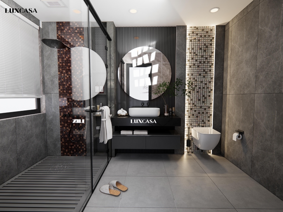 Gạch mosaic bề mặt bóng đảm bảo việc vệ sinh dễ dàng