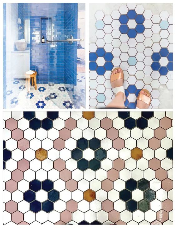 Sự đa dạng về màu sắc cũng như kích thước của gạch mosaic lục giác