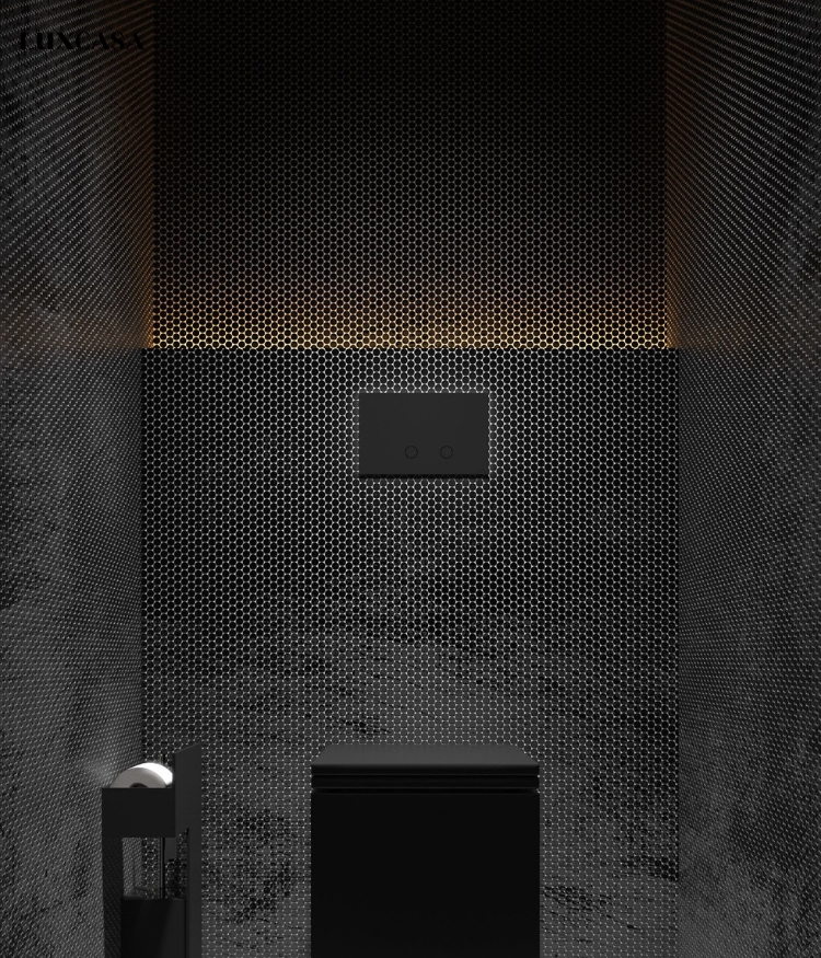 Mẫu gạch mosaic ốp nhà vệ sinh màu đen hình lục giác cao cấp