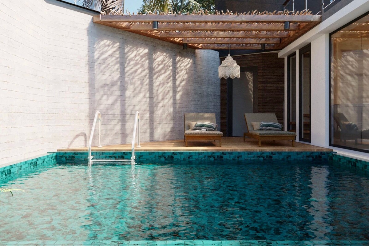 Mẫu gạch thủy tinh mosaic màu xanh nhạt ứng dụng trong bể bơi cao cấp