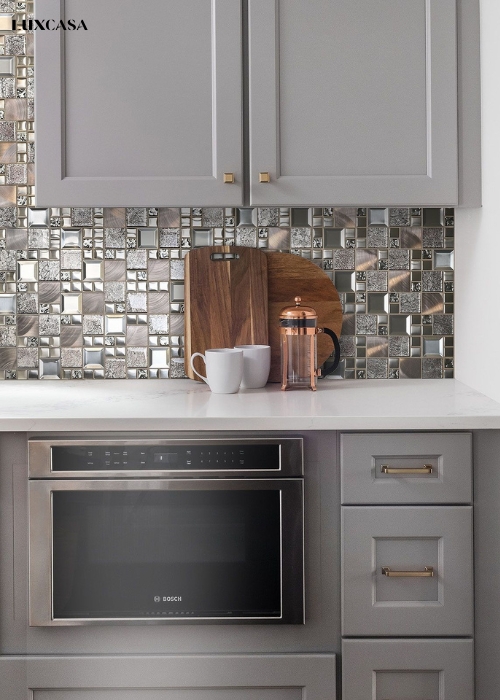 Gạch mosaic thủy tinh ốp bếp cao cấp