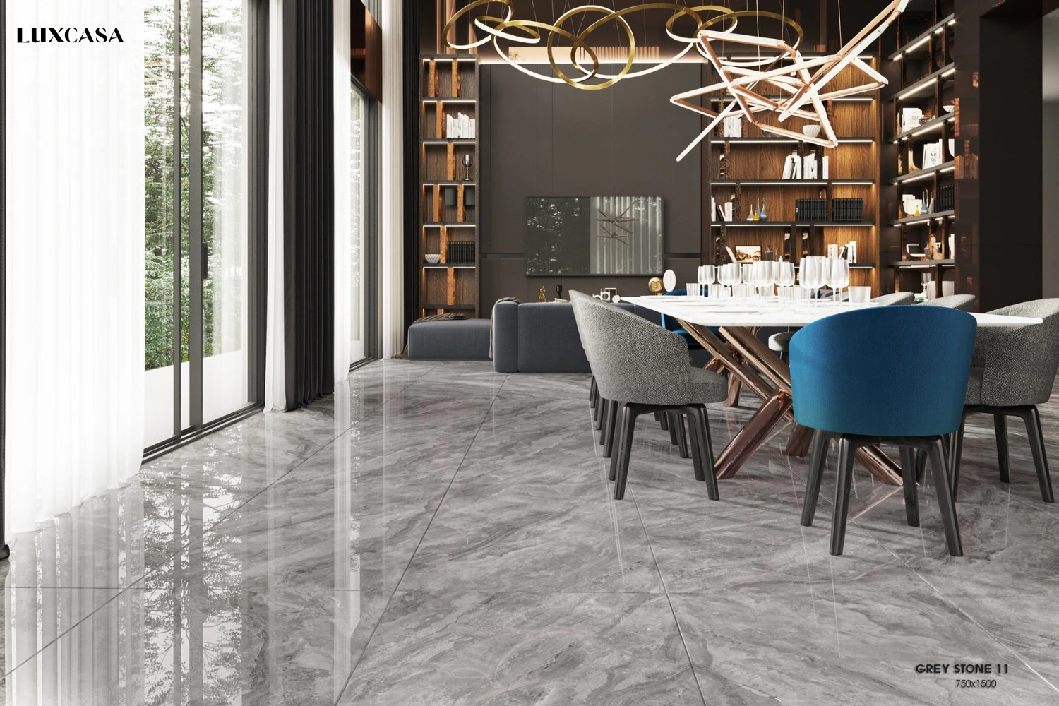 Mẫu gạch khổ lớn 75x150 LUGREY STONE 11 nhập khẩu Trung Quốc