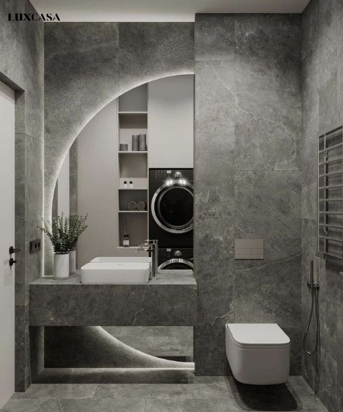 Gạch vân đá tự nhiên trong thiết kế nhà tắm, nhà vệ sinh