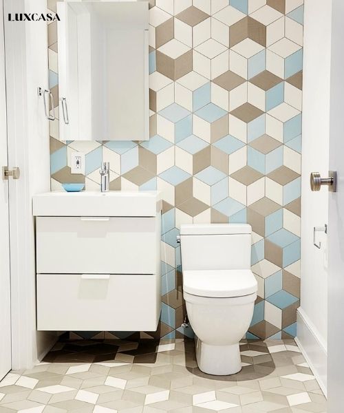 Đây là mẫu gạch lục giác 3d được ốp lát nhà vệ sinh giúp kích thích thị giác