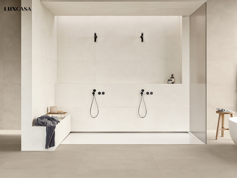 Mẫu gạch ốp tường 30x60 màu kem dành cho các kiến trúc hiện đại, đơn giản nhưng vẫn toát lên vẻ cao cấp