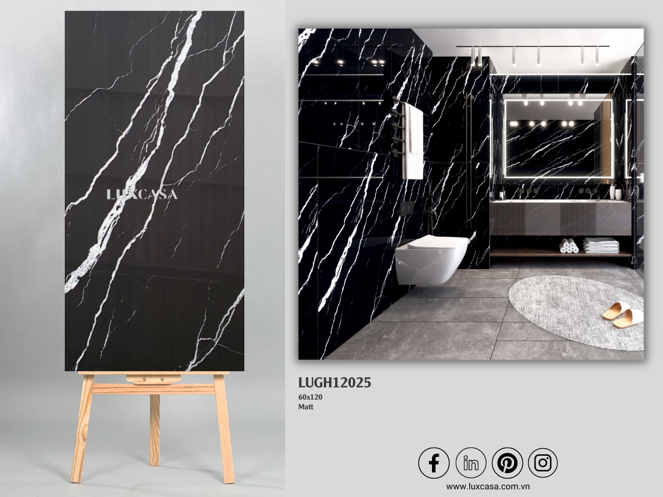 Dòng gạch đen tia chớp ốp tường nhà vệ sinh sang trọng, huyền