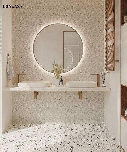 Mẫu gạch mosaic lục giác nhỏ ốp nhà tắm đậm nét nghệ thuật